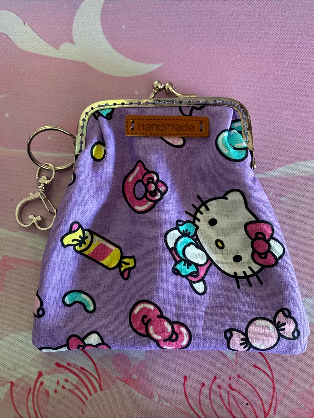 Handmade Purple Hello Kitty Coin Purse